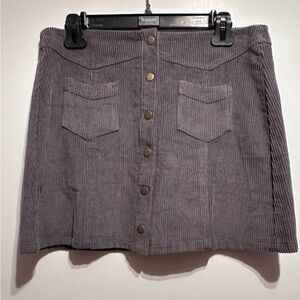 She + Sky Gray Corduroy Button-Front Mini Skirt